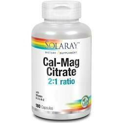 Solaray Cal-mag Citrate 2:1 Ratio 180 Caps