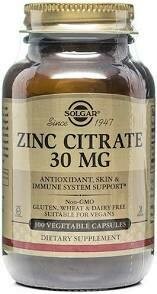 Zinc Citrate 30 mg Vegetable Capsules