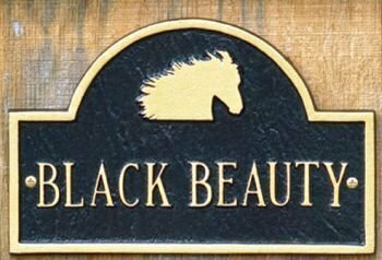 Cast Aluminum Personalized Horse Head Silhouette Arched Stall Plaque.  #DS510