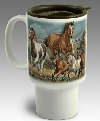 16oz Stoneware Mustang Art Travel Mug #490CM