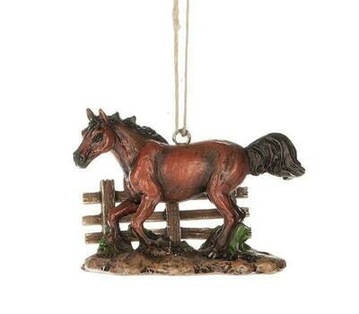 3-D Horse & Fence Resin Ornament #968F