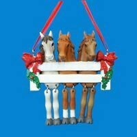 3 Horses & Ribbons Action Legs Personalized Ornament #950-C