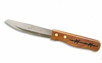 4 piece Wood Handle Barbwire Steak Knives #436BK