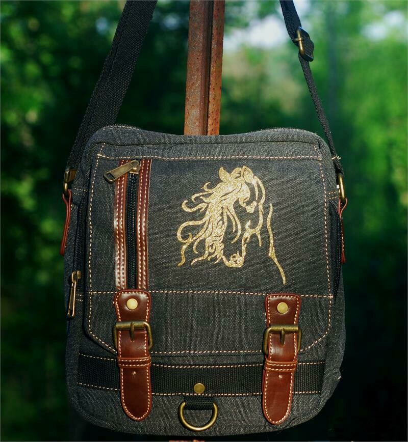 Adonis Glitter Horse Art Canvas Cross Body Purse #97CH