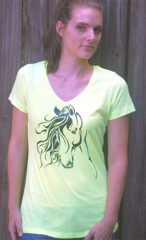 Adonis Horse Art Ladies  Sheer V-Neck Tee #A97V
