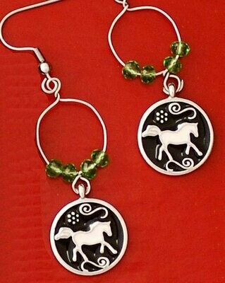 Beaded Black & White Running Horse Collection #1495