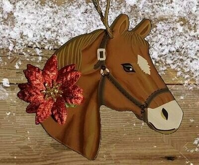 Country Folk Art Horse Portrait Hand Painted Ornament #D95TH