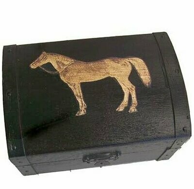 Standing Horse Antiqued Wood Trunk Box #472ST