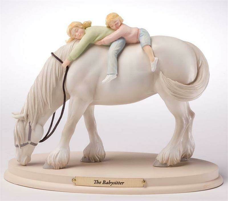 "The Babysitter " Cast Resin Horse lovers statue-figurine #5703