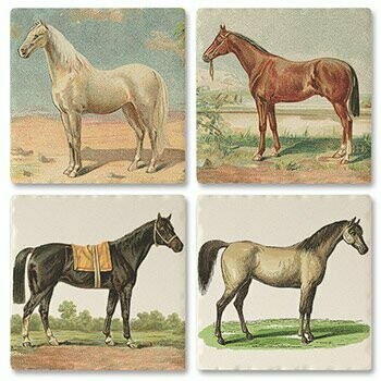 Standing Horse Ceramic Coaster Set #494CT