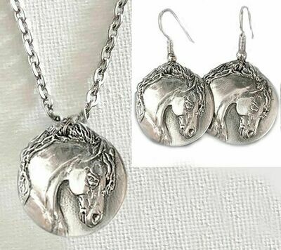 Spirited Horse Necklace & Earrings#410PD