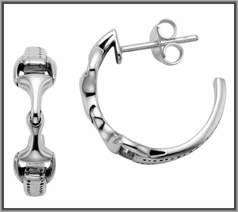 Snaffle Bit Sterling Silver Hoop Earrings #4340E