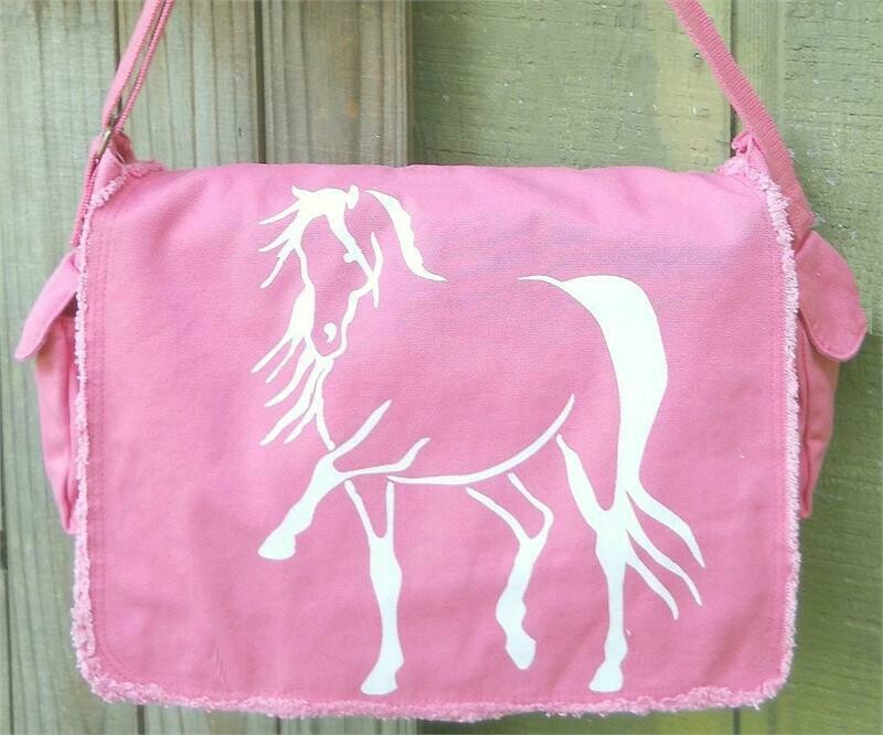 Destina Horse Art  Raw Edge 16"  Messenger Bag #A97PM