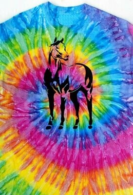 Quarter Horse Tie-dyed Pastel Spiral Tee Shirt or Hoodie # A82D