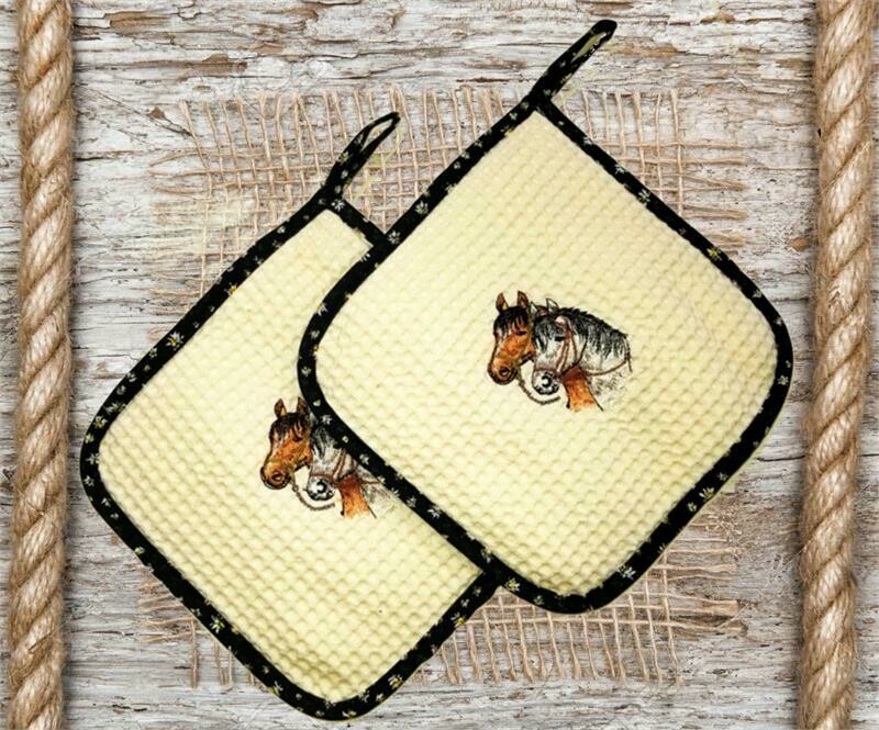 Proud Pair Embroidered Square Waffle Weave Hot Pad #477SQ Proud Pair Embroidered Square Waffle Weave Hot Pad #477SQ