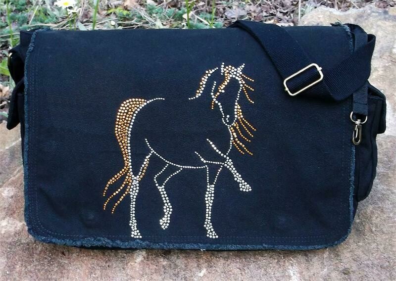 Destina Rhinestudded Raw Edge 16" Messenger Bag #A47M