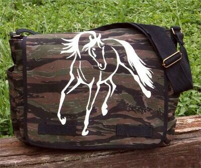 Dilan Art Horse Burly Canvas Camo Messenger Bag # AT24
