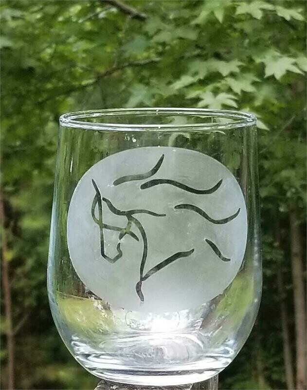 Dream Horse 16.5oz Etched  Stemless Wine Goblet #A89GH