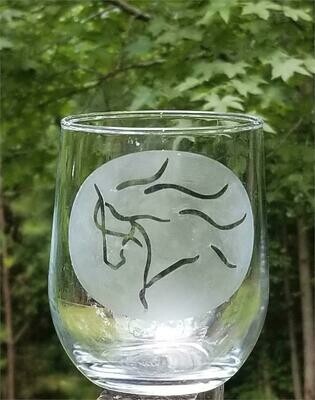 Dream Horse 16.5oz Etched Stemless Wine Goblet #A89GH