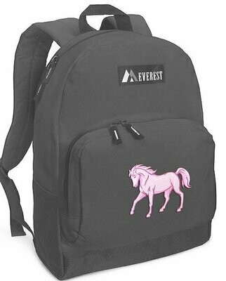 Pink Galloper Black17" Backpack/bookbag # 824P