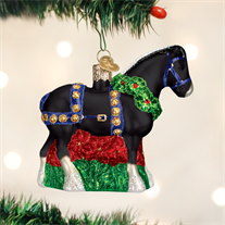 Old World Hand Blown Black Clydesdale Ornament #953BK