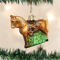 Old World Hand Blown Western Palomino Ornament #957P