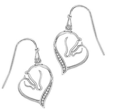 Mother's Love Silver Tone Rhodium Heart Shaped Fish Hook Earrings #1862E