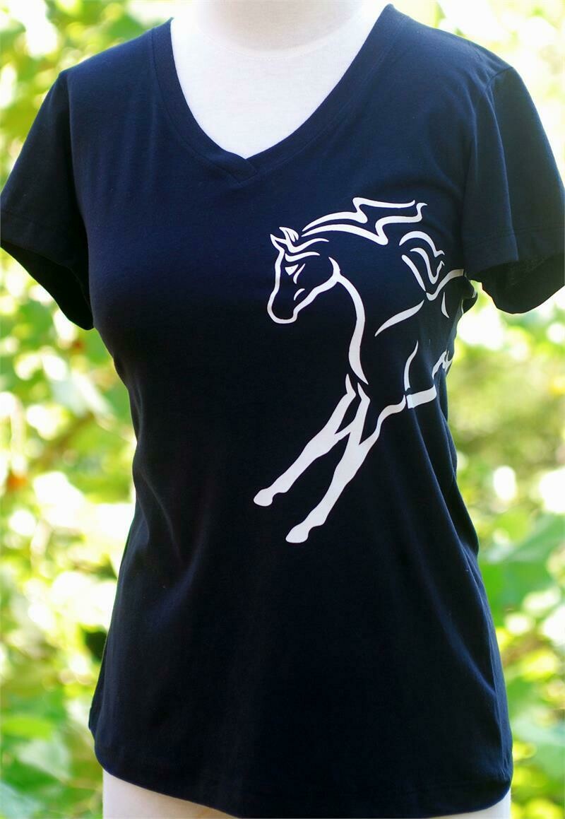 Montana Horse Wrap Around Art Ladies Comfy V-Neck Tee #AC09