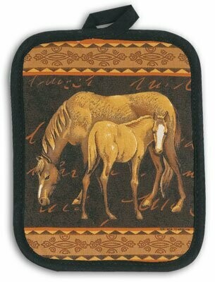 Mare & Foal Horse Pot Holder #7016