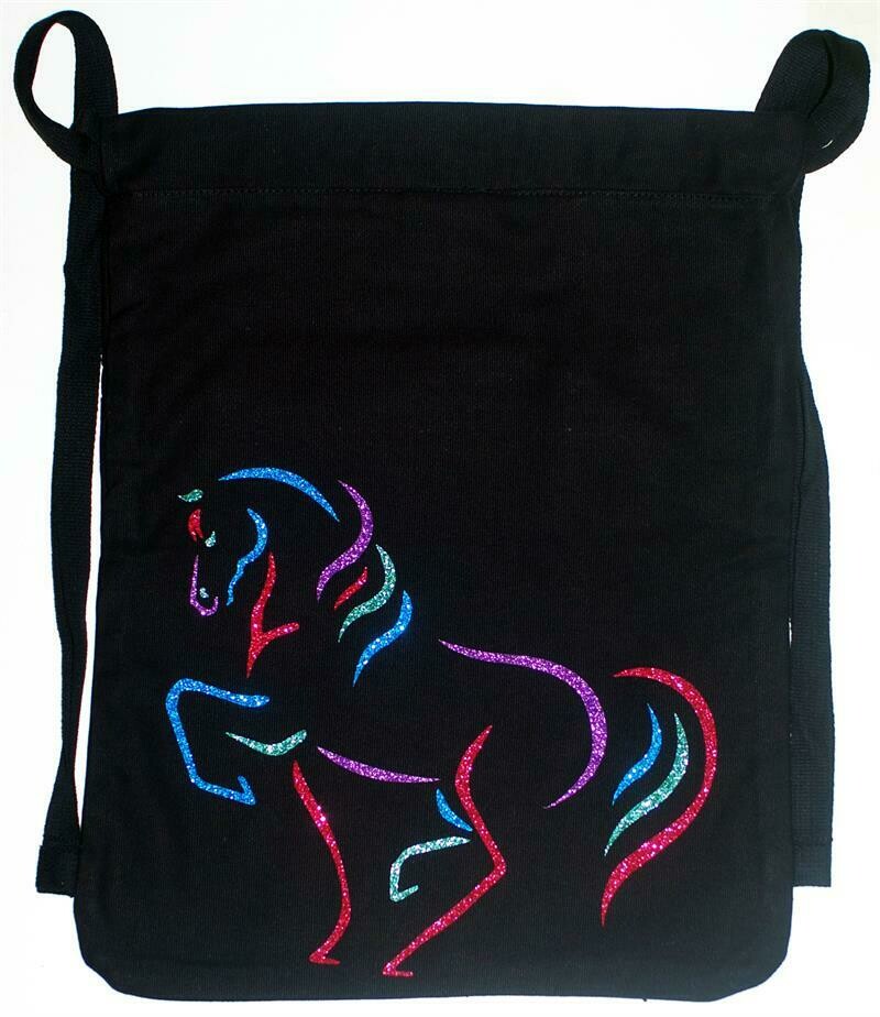 Maestro Multi-colored Glitter Art Black Canvas Cinch Bag A30CB