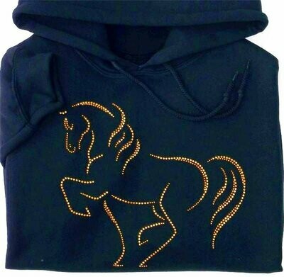 Maestro Horse Rhinestudded Black Tee- Sweatshirt & Hoodie #A715