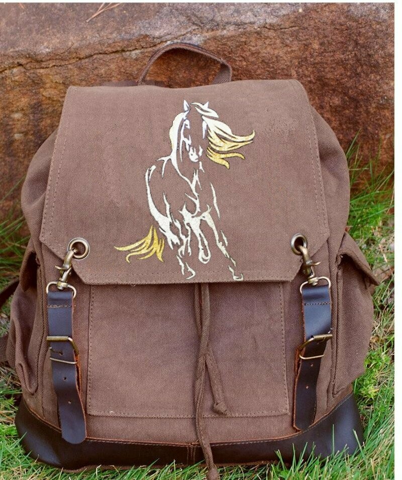 Leather Accent Glitter Maverick Horse Art Black Expedition