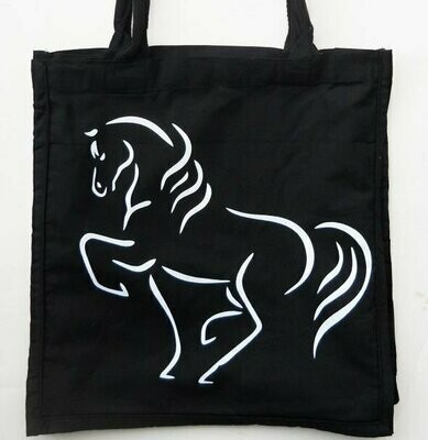 Maestro Horse Art Black Cotton Canvas Tote Bag #A302TB