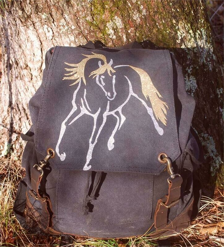 Leather Accent Dilan Glitter 16 Vintage Burly  Expedition Canvas Backpack #AT3GB