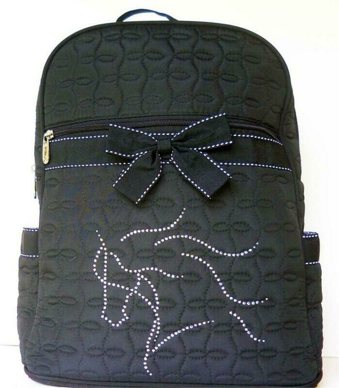 Dream Horse Rhinestudded  15" Black Quilted  Backpack Bookbag # A324Q