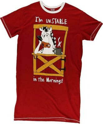 I 'm Unstable in the Mornings Horse Nightshirt 196NA