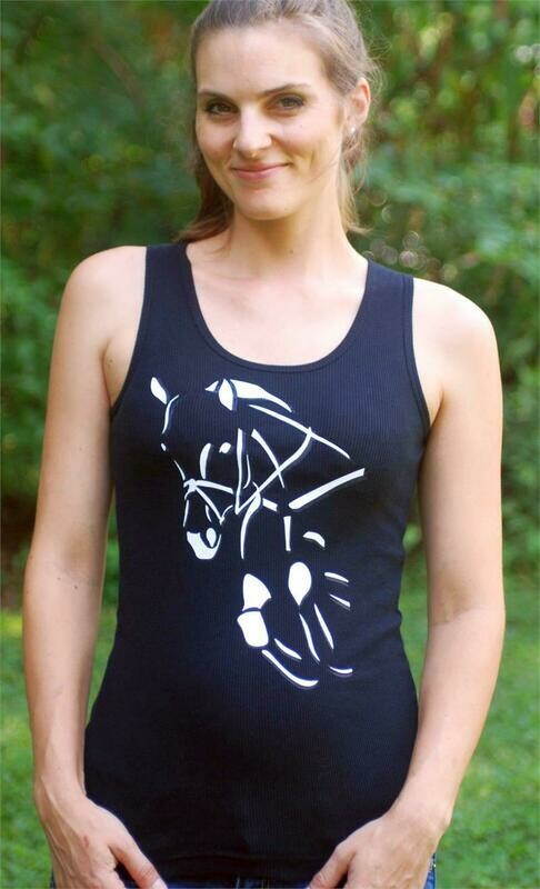 Jumper Horse Art Ladies Ribbed Black Tank Top #AT92T