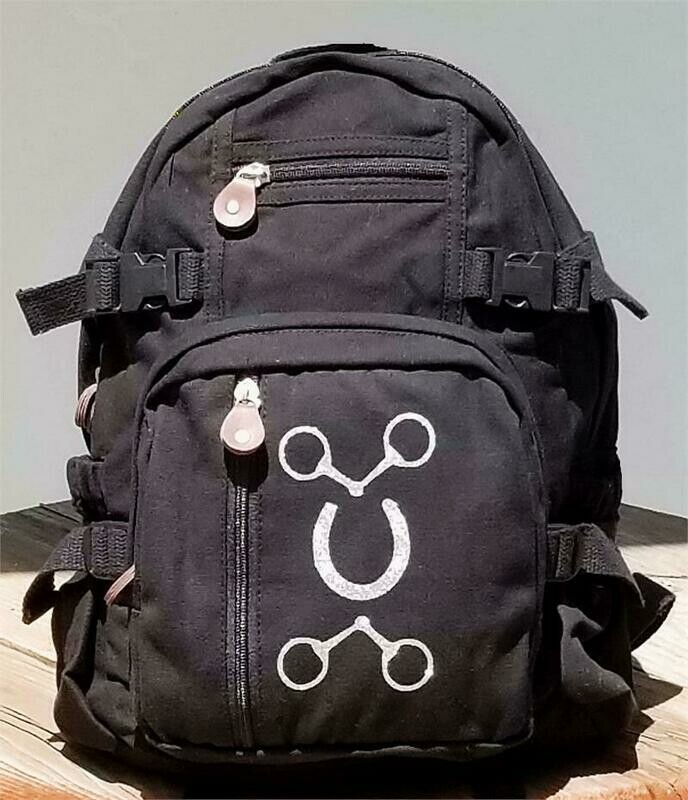 Glitter Horseshoe & Snaffles Explorer  18"&15" Burly Canvas Black Backpack #AK29