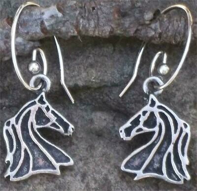 Horse Line Head Silver tone fashion hook earrings #491B