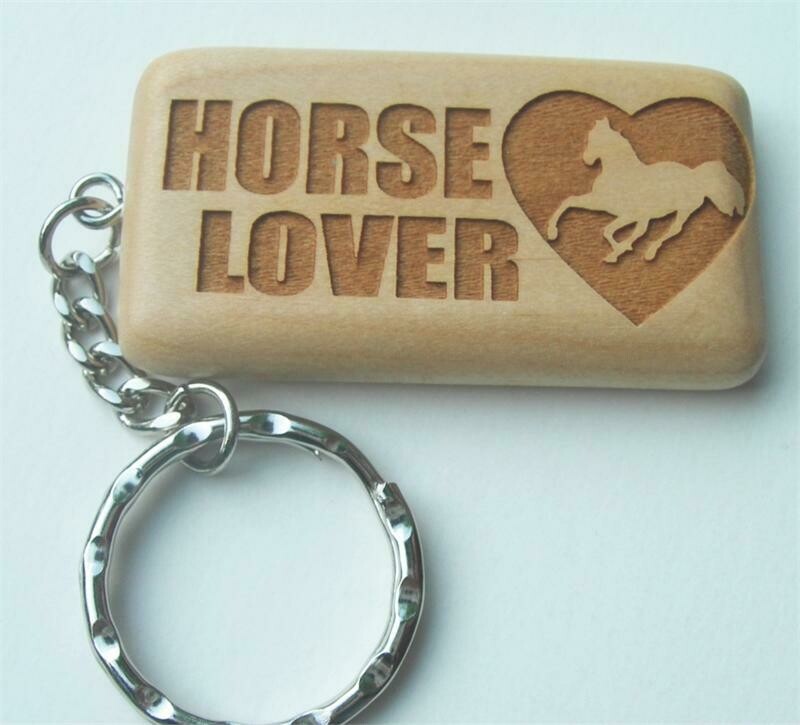 "Horse Lover "engraved wood key chain #435BK