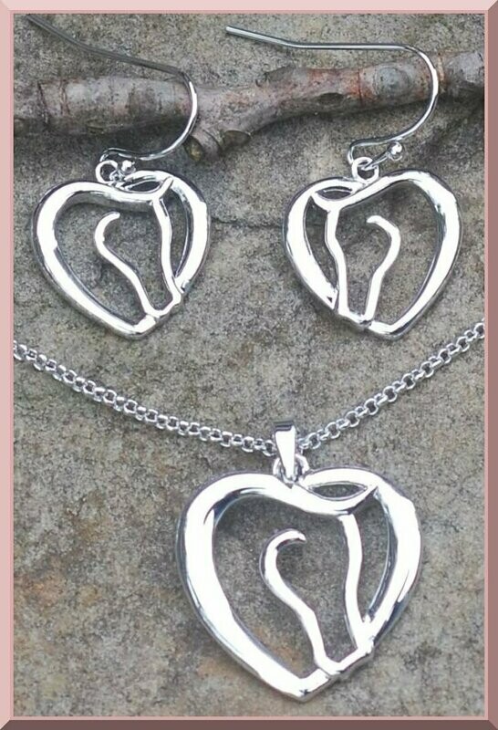 Horse Head Shaped Heart Silver Tone Fashion Collection  #186H
