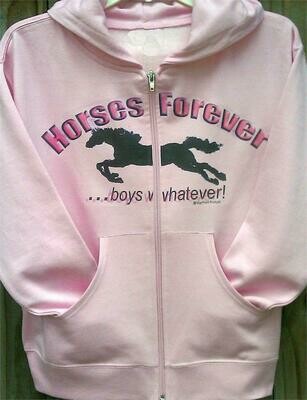 Horses Forever...Boys Whatever Pink Zip Hoodie #AZ252