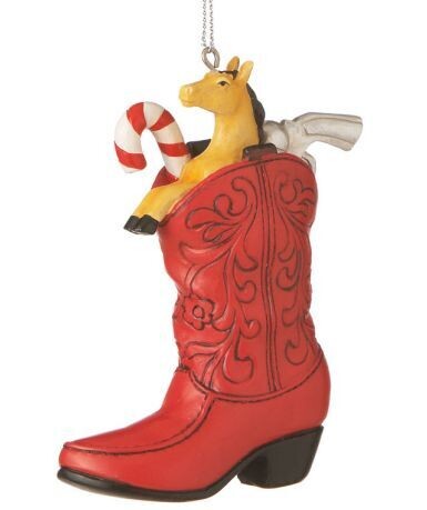 Holiday Cowboy Boot & Horse 3-D resin Ornament #982BT