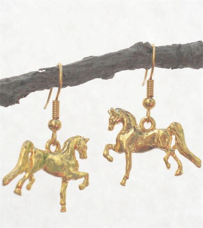Gaited Horse Gold Tone Fashion Hook Earrings #4908