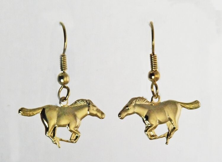 Galloper gold tone fashion hook earrings #4912