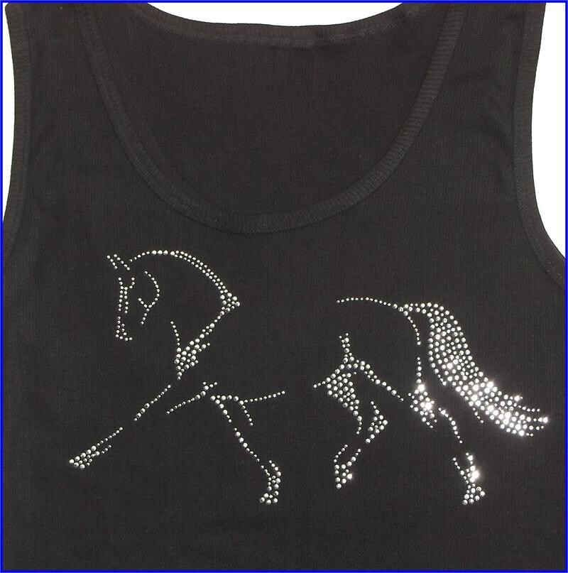 Forward Motion Dressage  Rhinestudded Horse Art Ladies Tank Top #AT45
