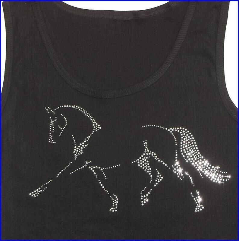 Forward Motion Dressage  Rhinestudded Horse Art Ladies Tank Top #AT45