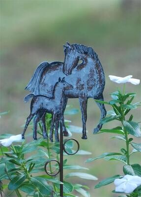 Folk Art Mare and Foal Garden/Plant Stake # 390K