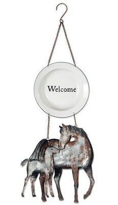 Folk Art Mare and Foal 25" Hanging Welcome Chime # 390C