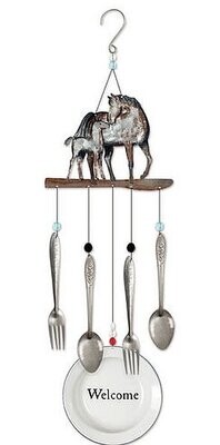 Folk Art Mare and Foal 28" Welcome Wind Chime # 390W